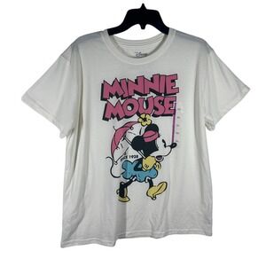 Disney Minnie Mouse Graphic T-Shirt Women's XXL White Short Sleeve Flawed (Flaw)